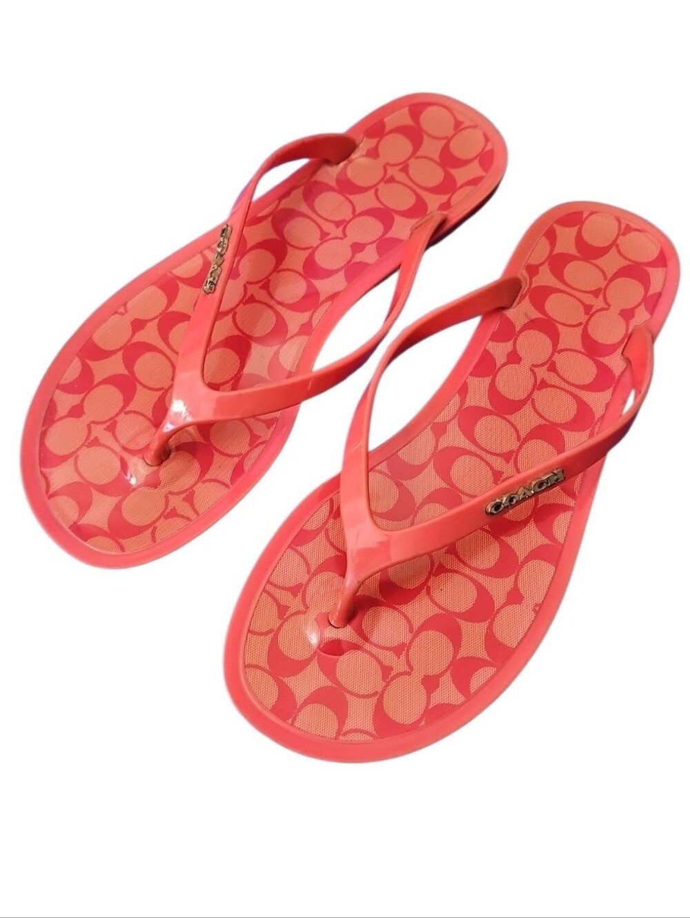 Coach Jelly Flip Flop Sandals, Coral, Size ?8